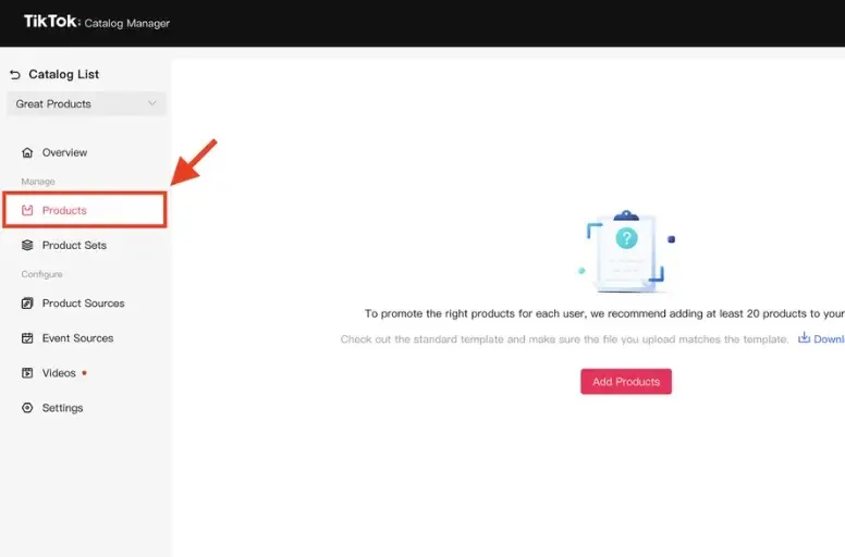 tạo quảng cáo danh sách sản phẩm TikTokshop